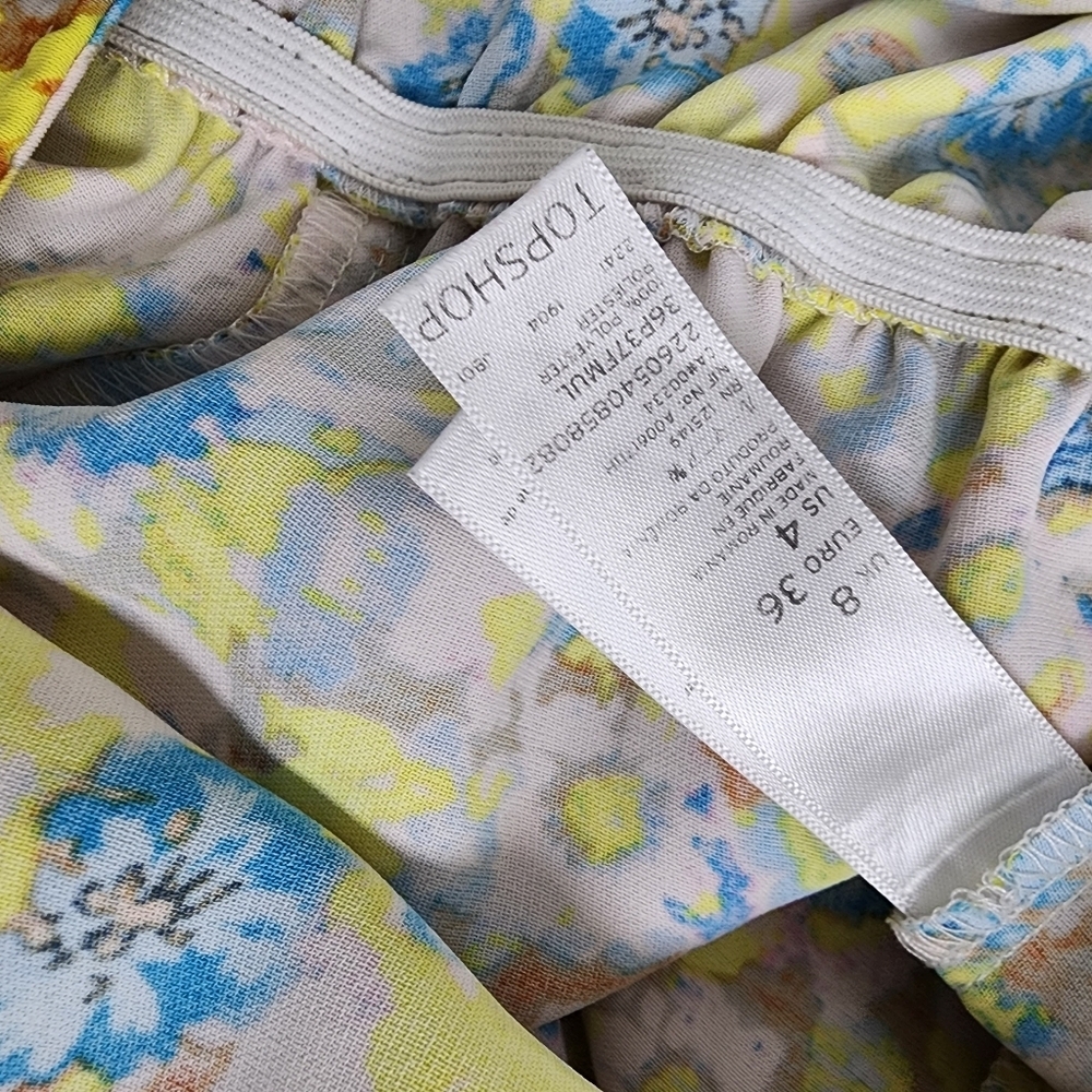 Topshop Floral Romper Shirts Pastel Multi Color Ruffles Straps Shorts Jumpsuit - Picture 7 of 7